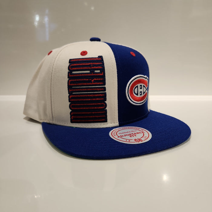 Montreal Canadiens NHL Mitchell & Ness Men's Off White/Royal Blue Pop Panel Snapback