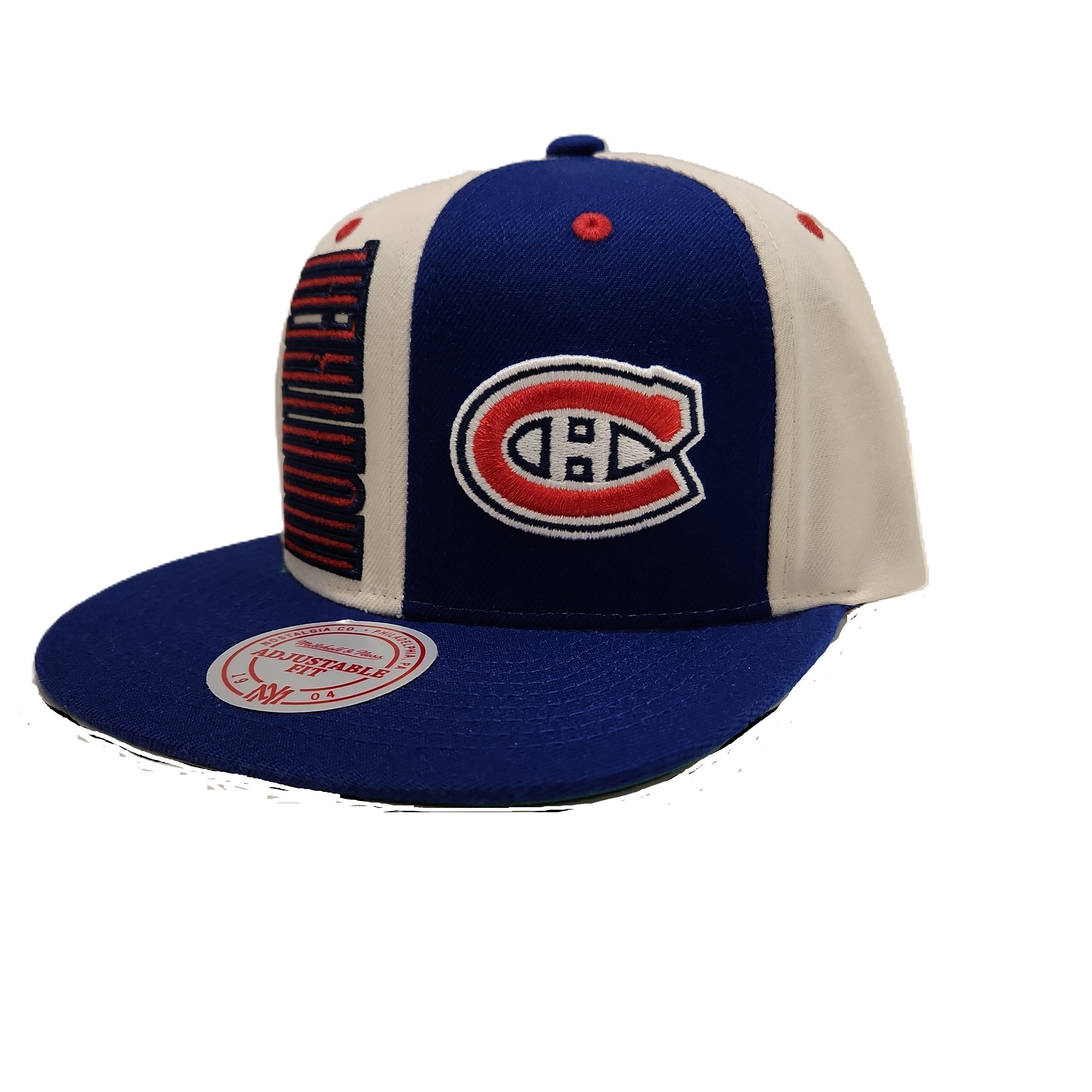 Montreal Canadiens NHL Mitchell & Ness Men's Off White/Royal Blue Pop Panel Snapback