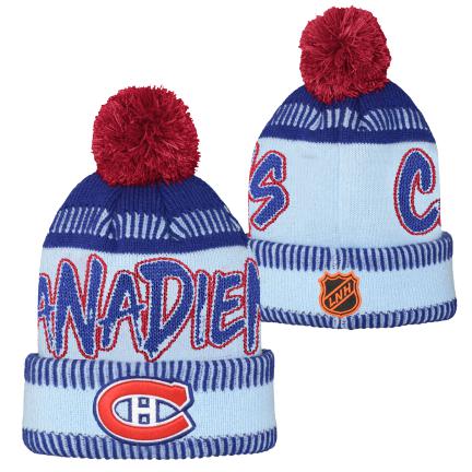 Montreal Canadiens NHL Outerstuff Infant Light Blue Special Edition 2.0 Script Cuff Pom Knit