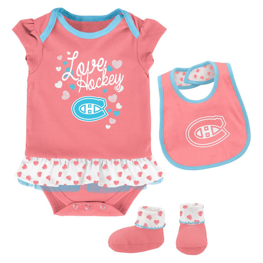 Montreal Canadiens NHL Outerstuff Infant Pink Love Hockey Creeper Set