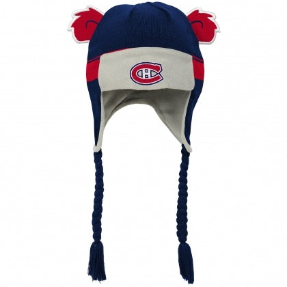 Montreal Canadiens NHL Outerstuff Kids Navy Stripe Ears Trooper Knit Hat