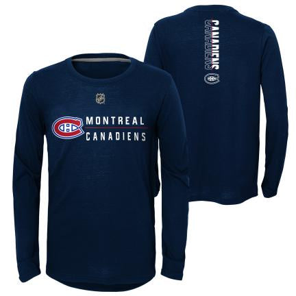 Montreal Canadiens NHL Outerstuff Youth Navy Deliver A Hit Long-sleeve Shirt