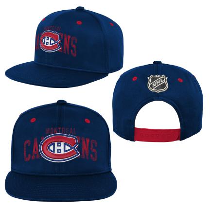 Montreal Canadiens NHL Outerstuff Youth Navy Life Style Printed Flat Brim Snapback