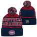Montreal Canadiens NHL Outerstuff Youth Red/Navy Puck Pattern Cuff Pom Knit