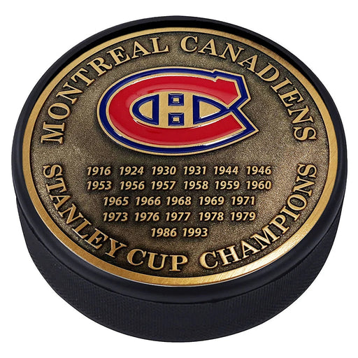 Montreal Canadiens NHL Stanley Cup Years Medallion Hockey Puck
