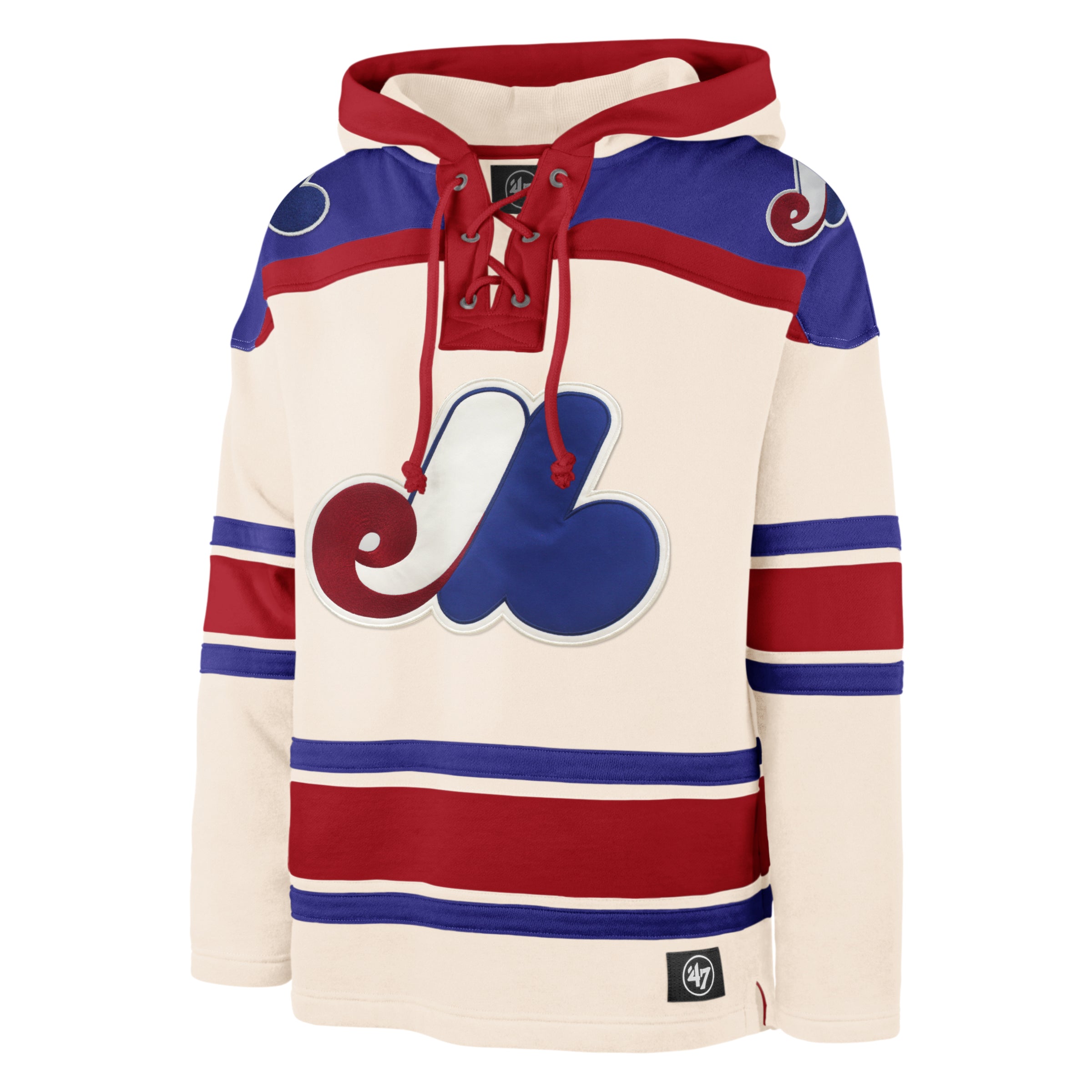 Montreal Expos MLB 47 Brand Men's Cream Heavyweight Lacer Hoodie