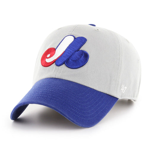 Montreal Expos MLB 47 Brand Men's Grey/Royal Blue Two Tone Clean Up Adjustable Hat