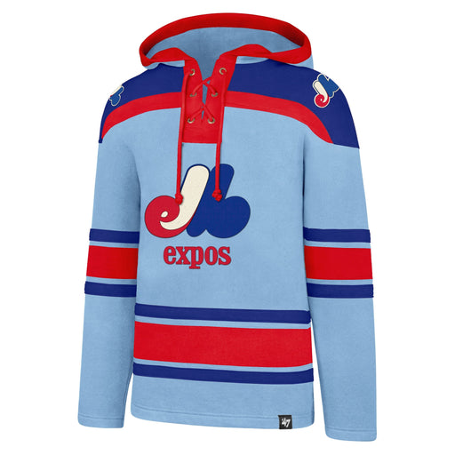Montreal Expos MLB 47 Brand Men's Light Blue Heavyweight Lacer Hoodie
