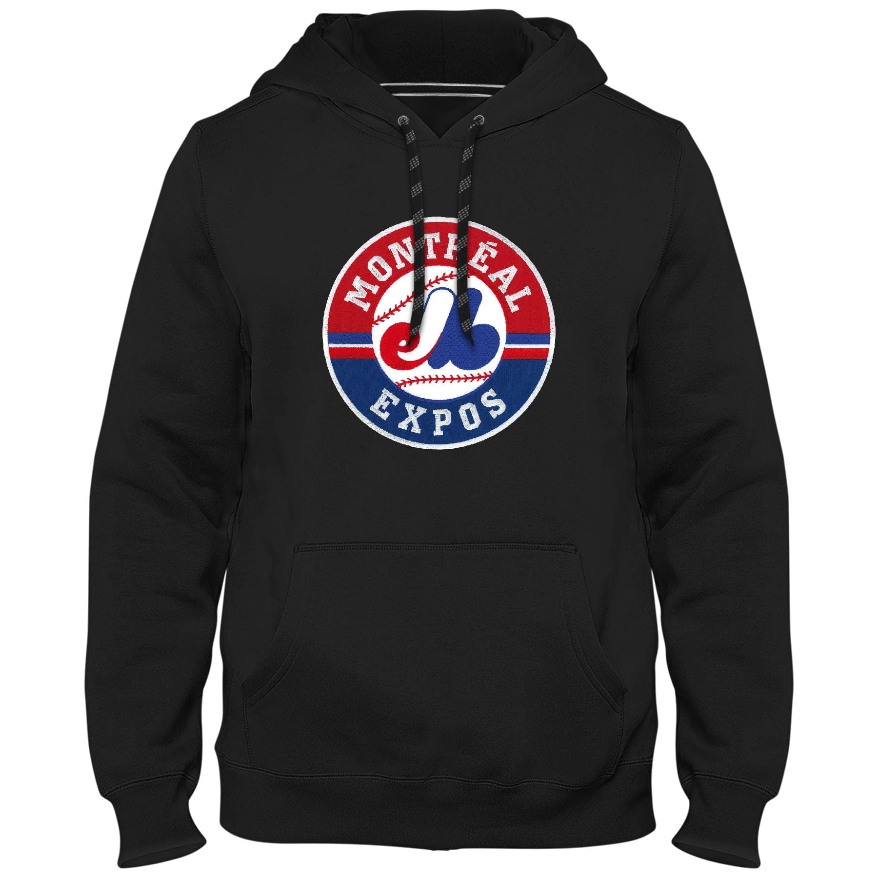 Montreal Expos MLB Bulletin Men's Black 1992-2004 Cooperstown Express Twill Logo Hoodie