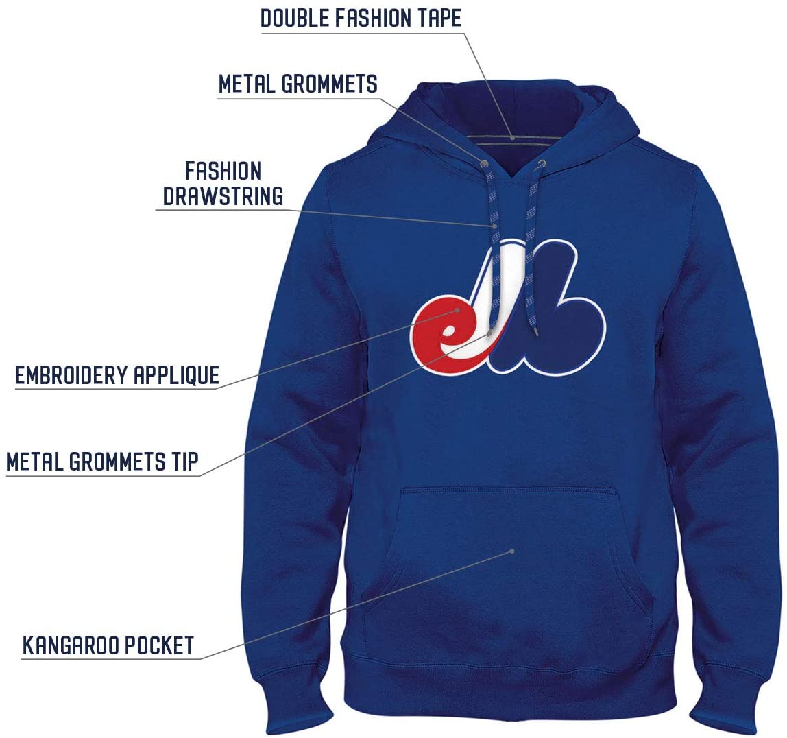 Montreal Expos MLB Bulletin Men's Royal Blue Cooperstown Express Twill Logo Hoodie