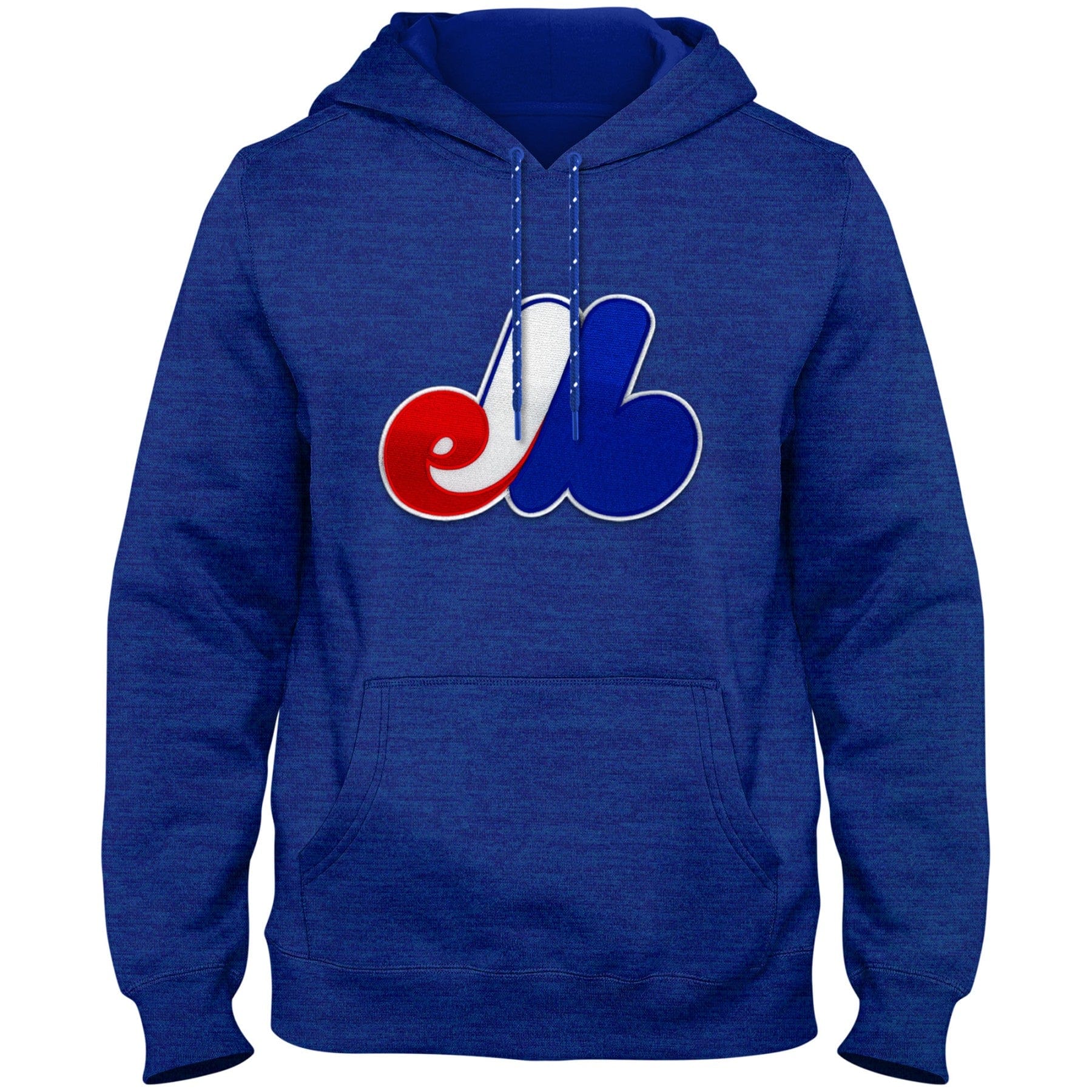 Montreal Expos MLB Bulletin Men's Royal Blue Melange Cooperstown Express Twill Logo Hoodie