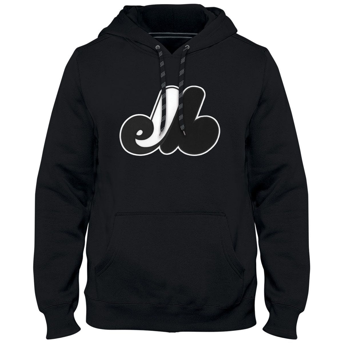 Montreal Expos MLB Bulletin Men's Shadow Black Cooperstown Express Twill Logo Hoodie