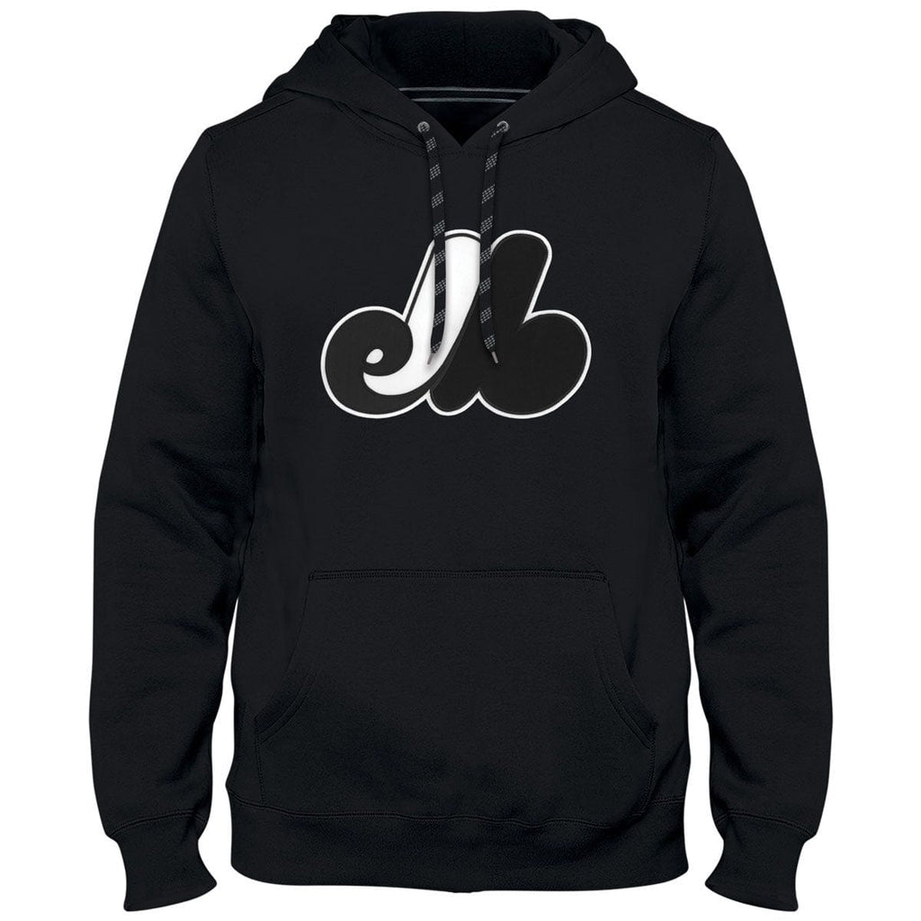 Montreal Expos MLB Bulletin Men's Shadow Black Cooperstown Express Twill  Logo Hoodie