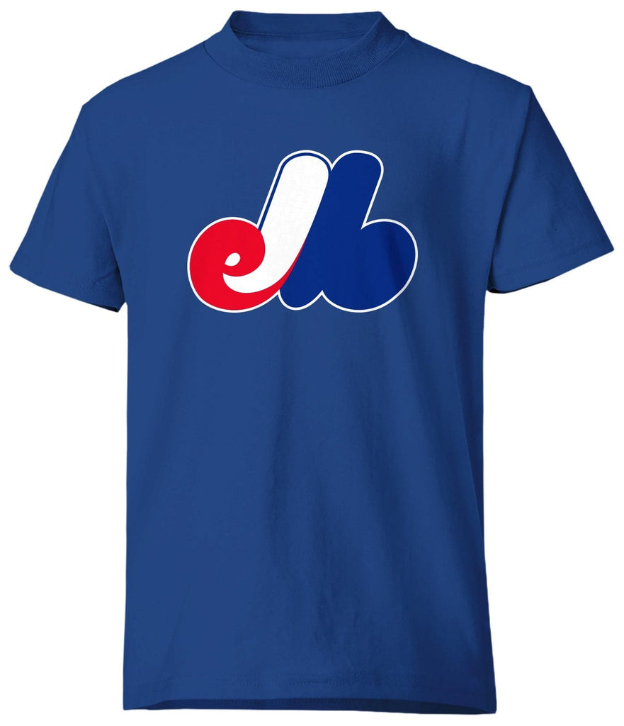  Bulletin Montreal Expos MLB Youth 92-2004 Logo T-Shirt - Royal  - Small-6-8 : Sports & Outdoors