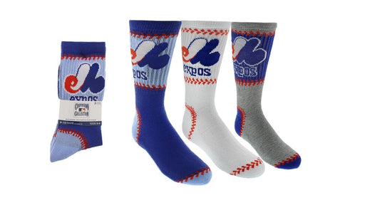 Montreal Expos MLB Gertex Youth Tricolor 3 Pack Half Terry Socks