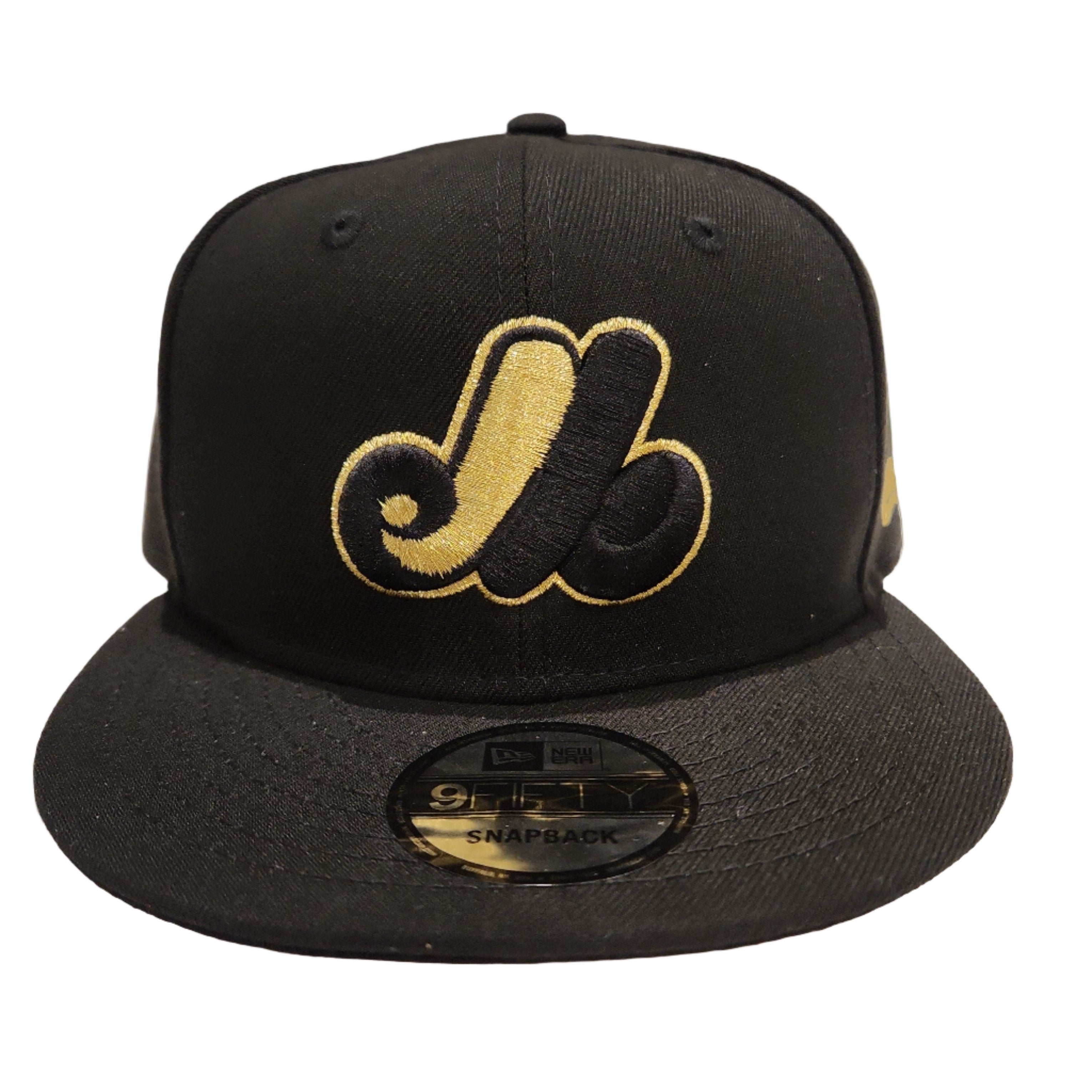 Montreal Expos MLB New Era Men's Black/Gold 9Fifty Cooperstown Snapback