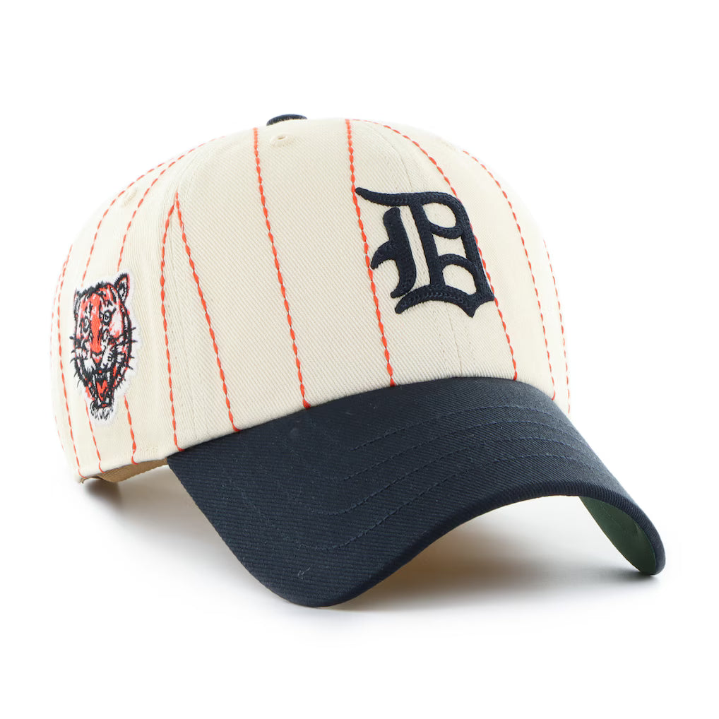 Detroit Tigers MLB 47 Brand Men's Beige Rawlings Pinstripe Clean Up Adjustable Hat