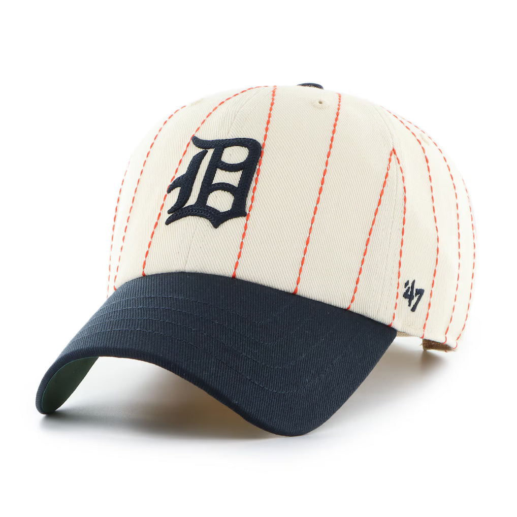 Casquette ajustable beige à rayures Rawlings pour homme MLB 47 Brand Detroit Tigers
