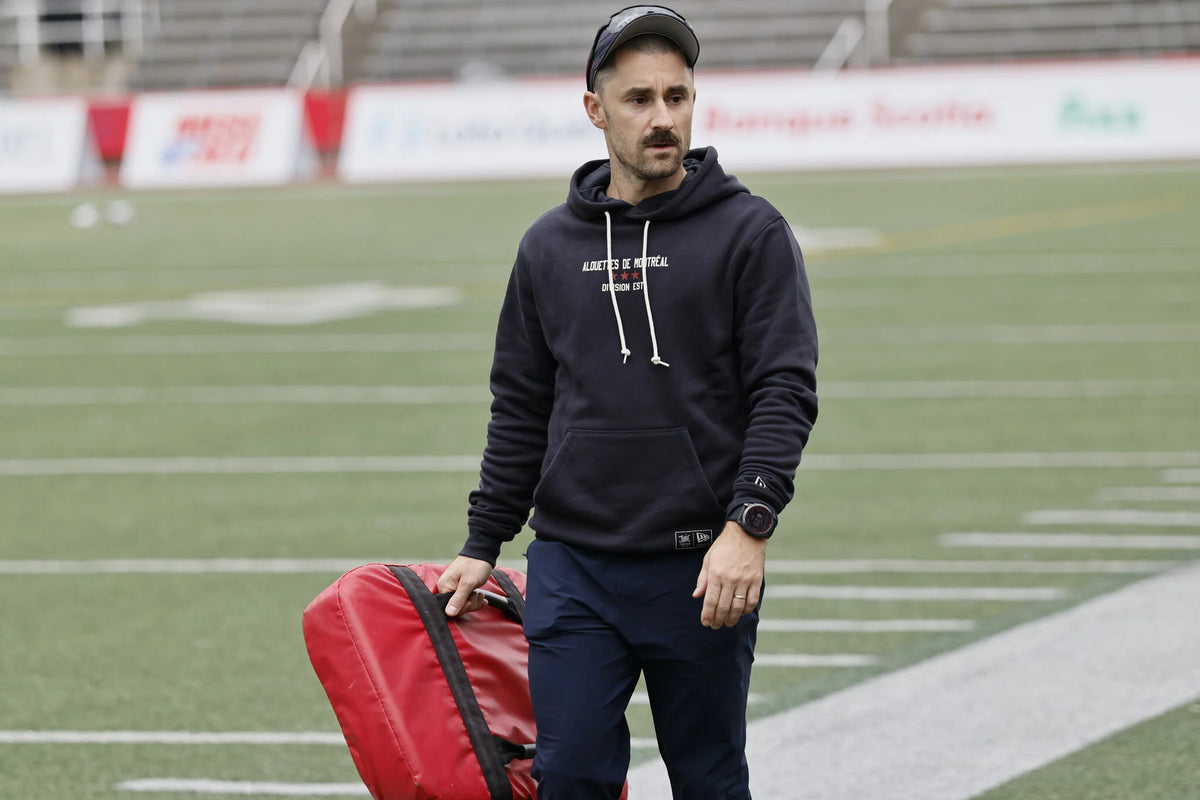 Montreal Alouettes CFL New Era Men's Navy 2026 Turf Traditions Pullover Sweater Hoodie