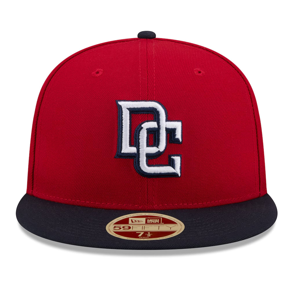 Washington Nationals MLB New Era Men's Red/Black 59Fifty Cooperstown Hall of Fame Side Patch Fitted Hat