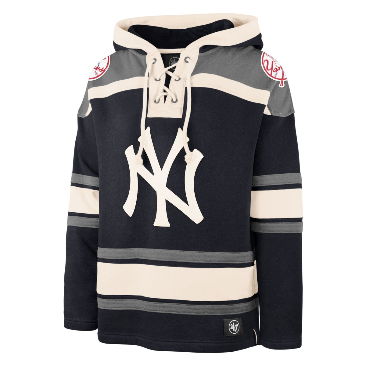 New York Yankees MLB 47 Brand Men s Navy Heavyweight Lacer Hoodie