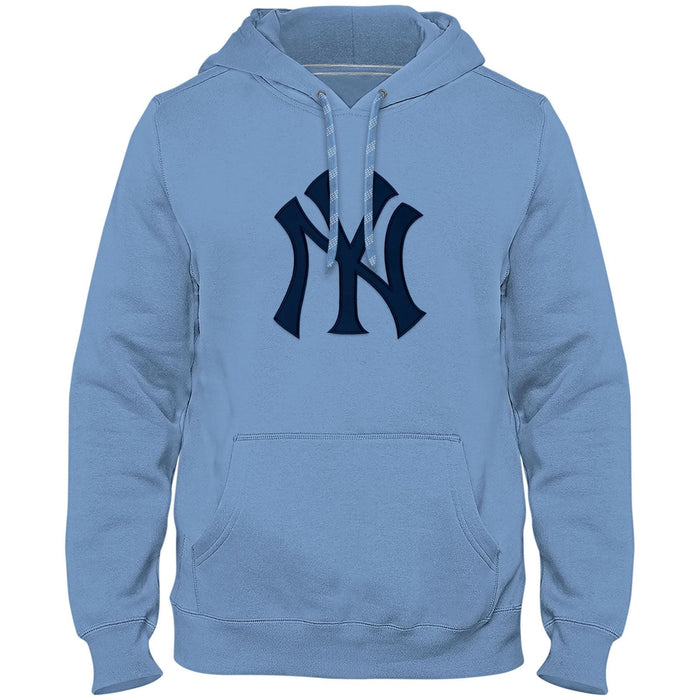 New York Yankees MLB Bulletin Men's Light Blue Express Twill Blue Logo Hoodie