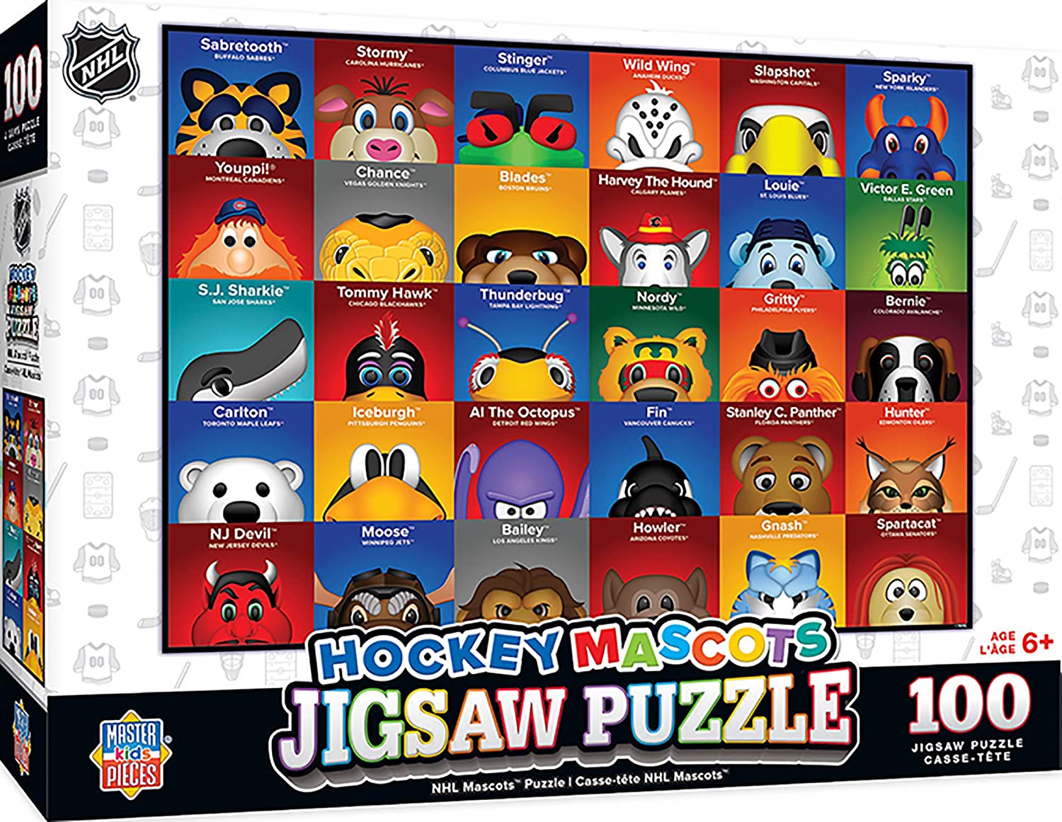 NHL Masterpieces Mascots 100 Piece Kids Jigsaw Puzzle