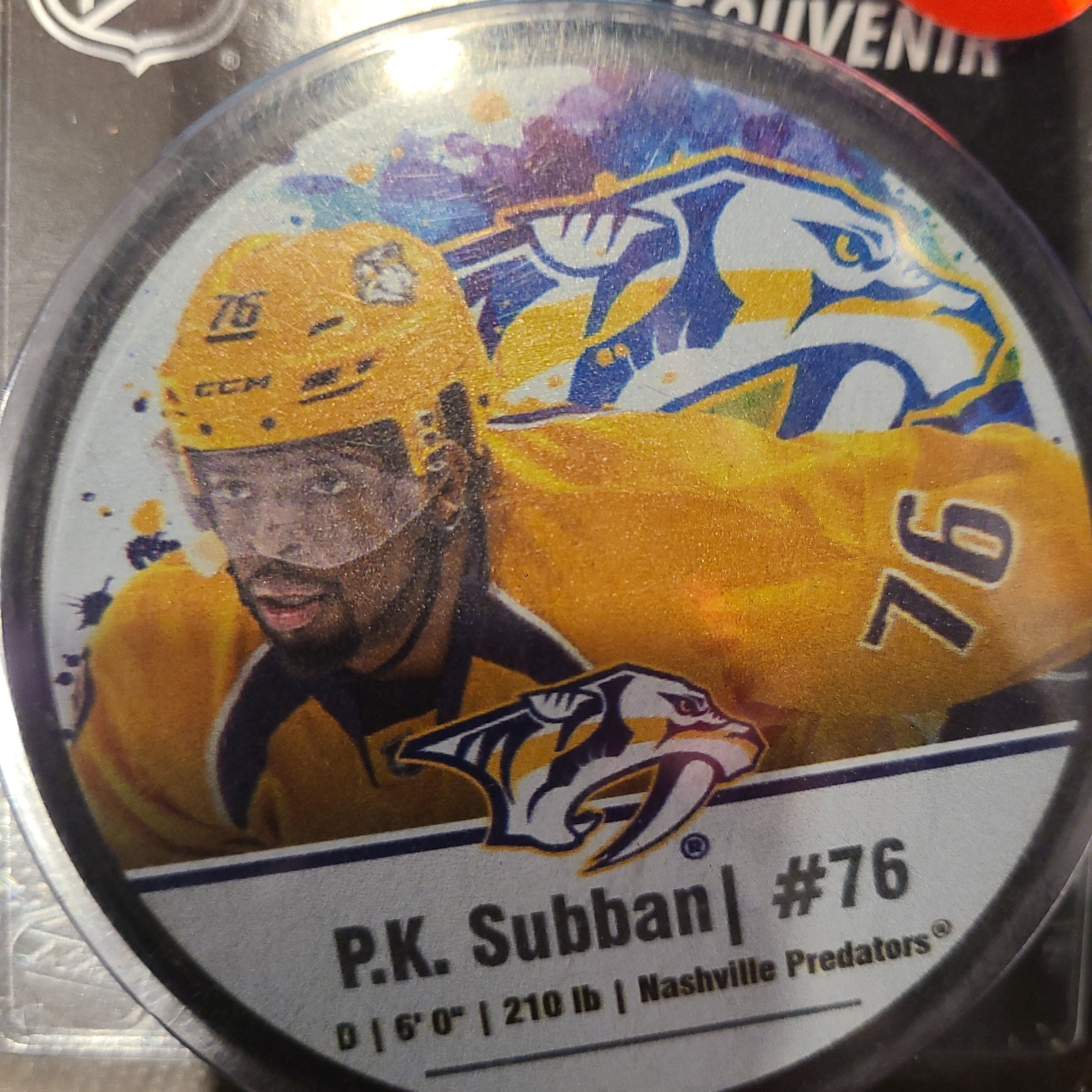 P.K Subban Nashville Predators NHL Inglasco Souvenir Hockey Puck