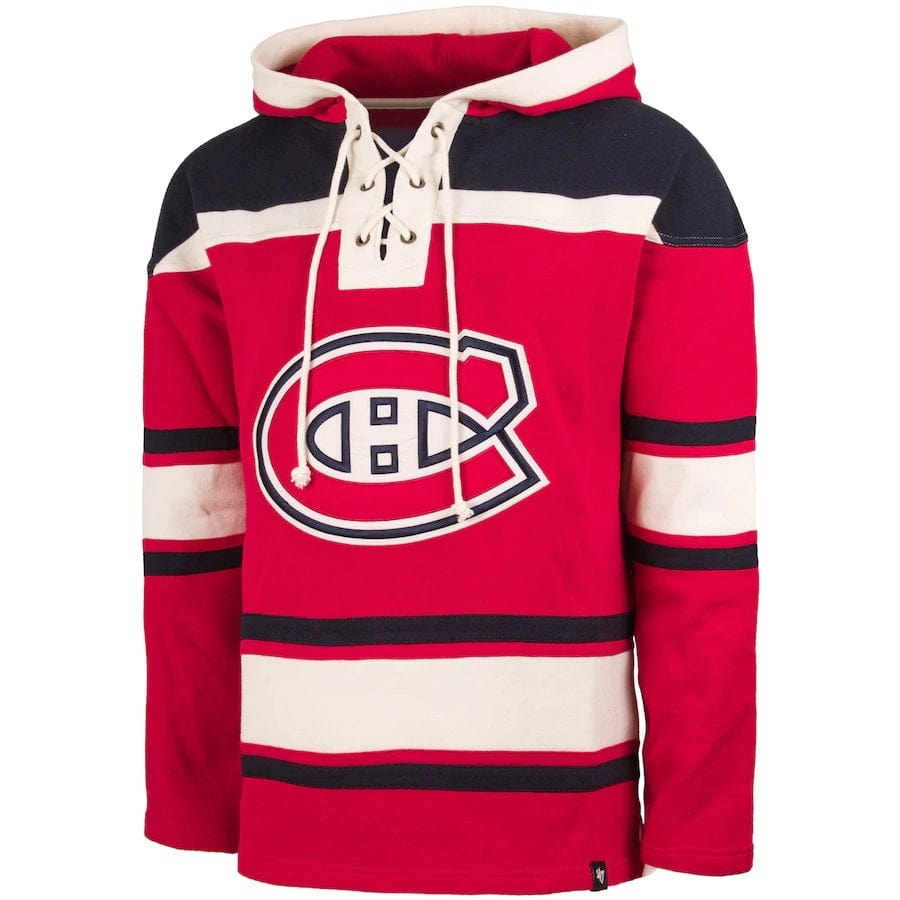 Patrick Roy Montreal Canadiens NHL 47 Brand Men's Red Alumni Heavyweight Lacer Hoodie