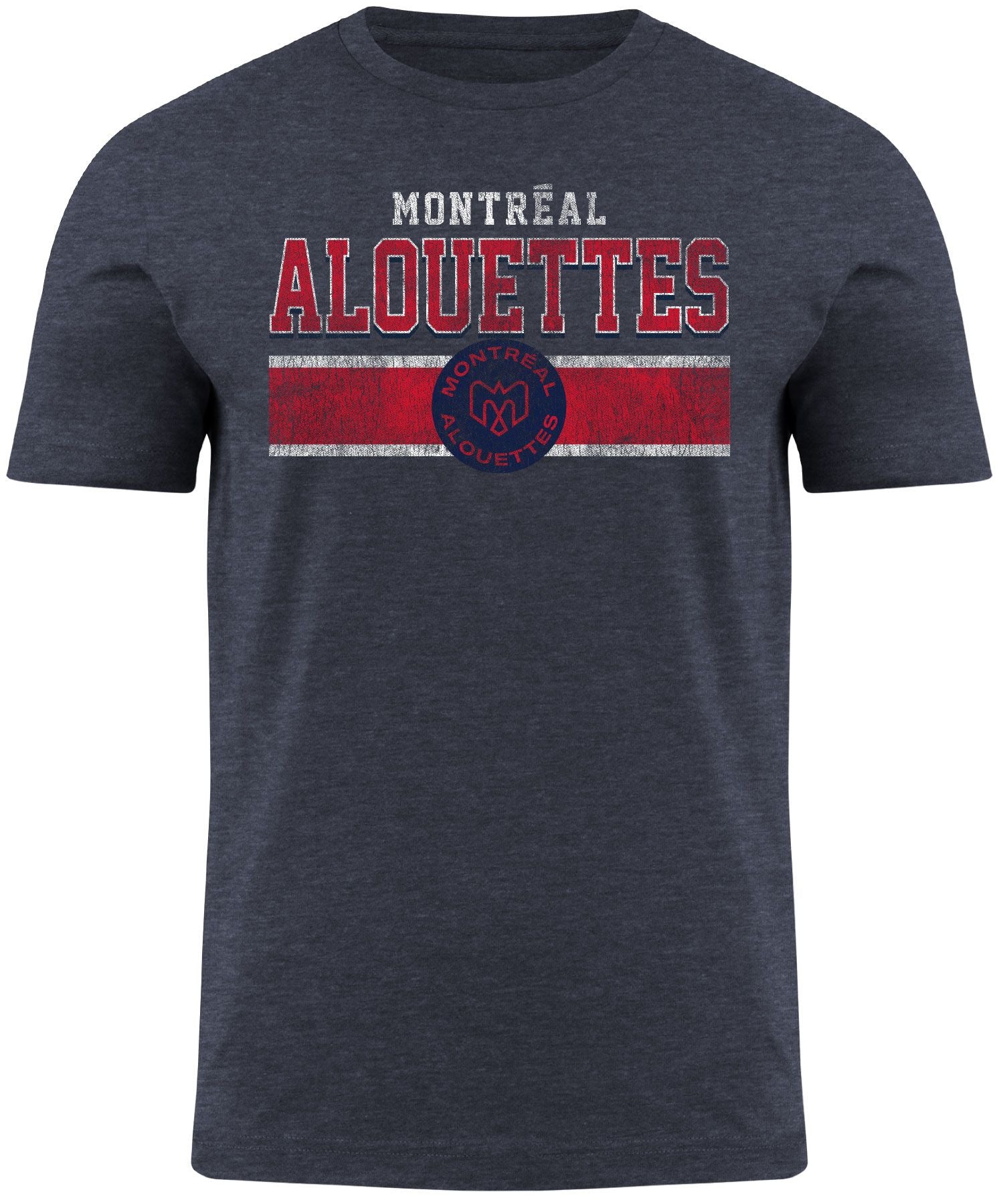 Montreal Alouettes CFL Bulletin Men's Navy Distressed Moxie Logo T-Shirt