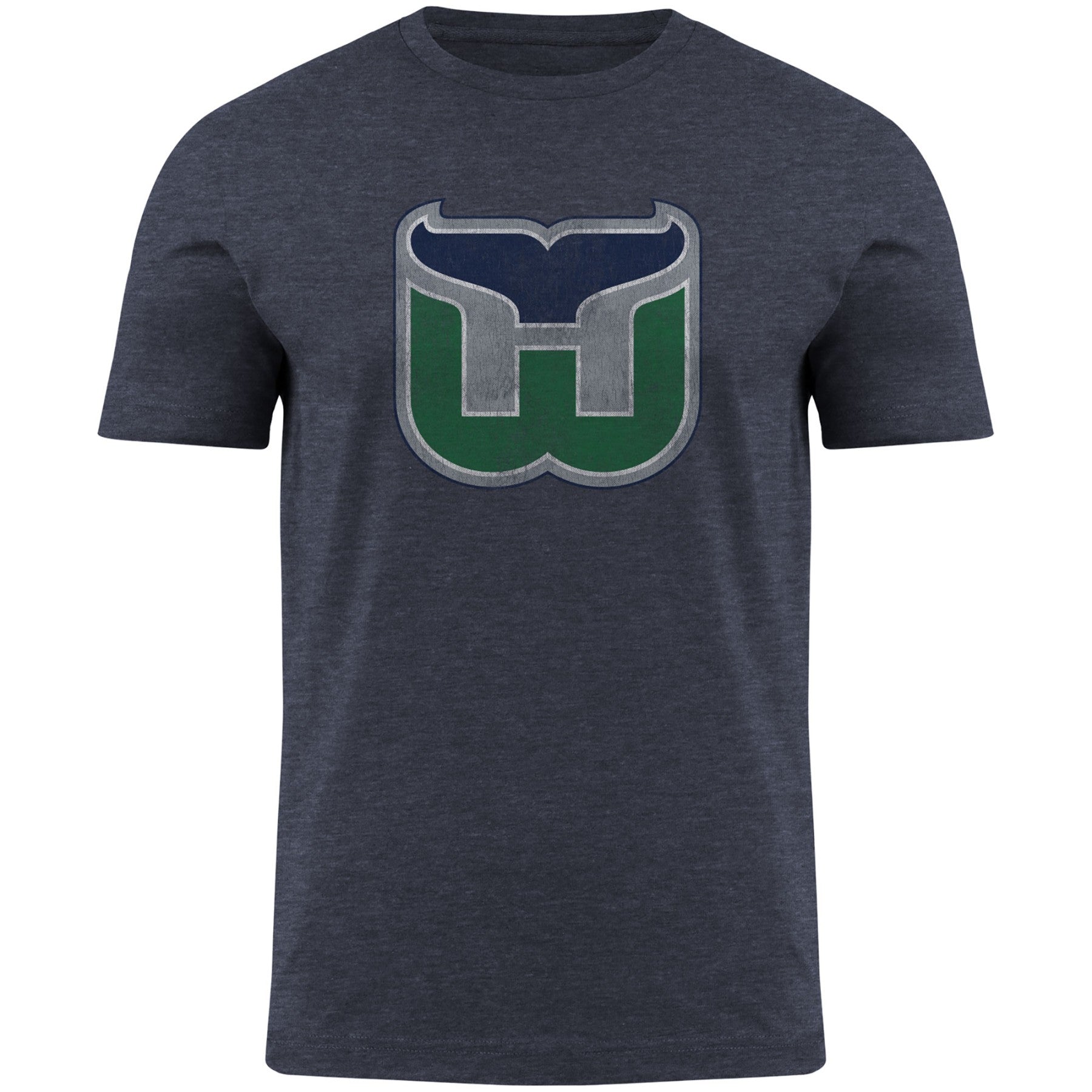 Hartford Whalers NHL Bulletin T-shirt chiné bleu marine vieilli avec logo vintage pour hommes