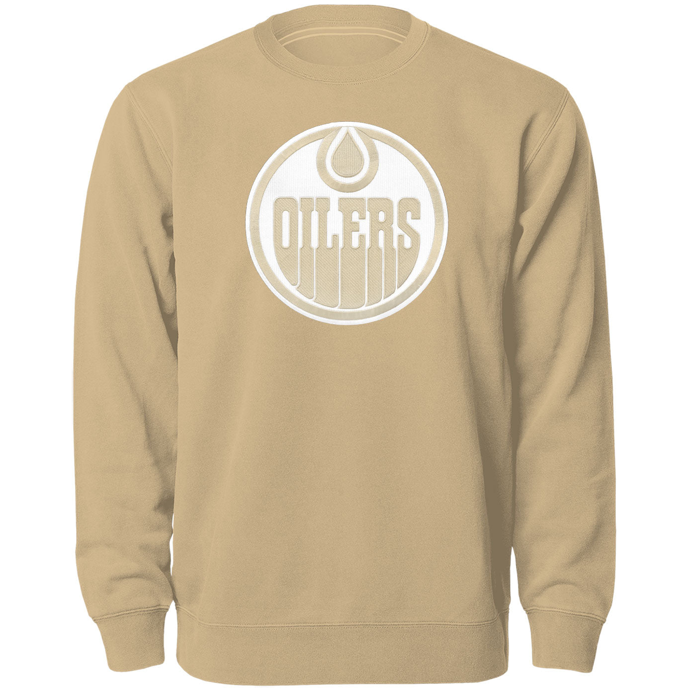 Edmonton Oilers NHL Bulletin Men's Wheat Twill Tonal Logo Crew Sweater