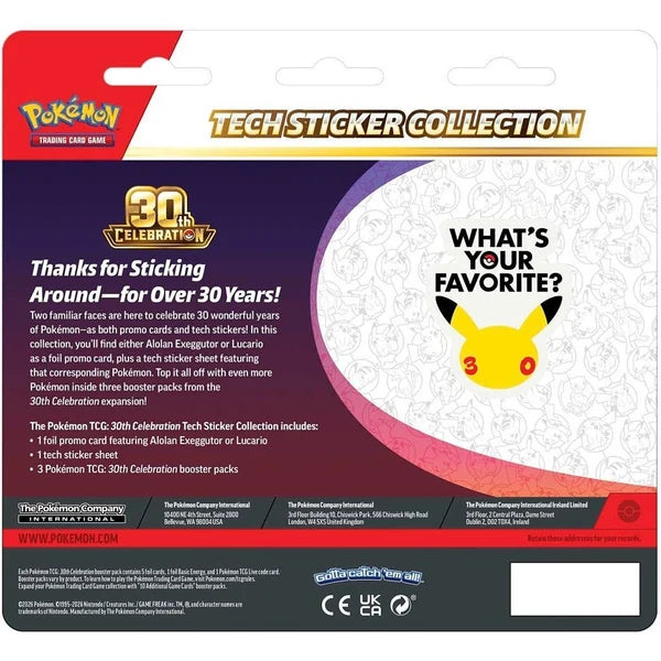 Pokémon TCG 30th Celebration Tech Sticker Collection Assortment Box