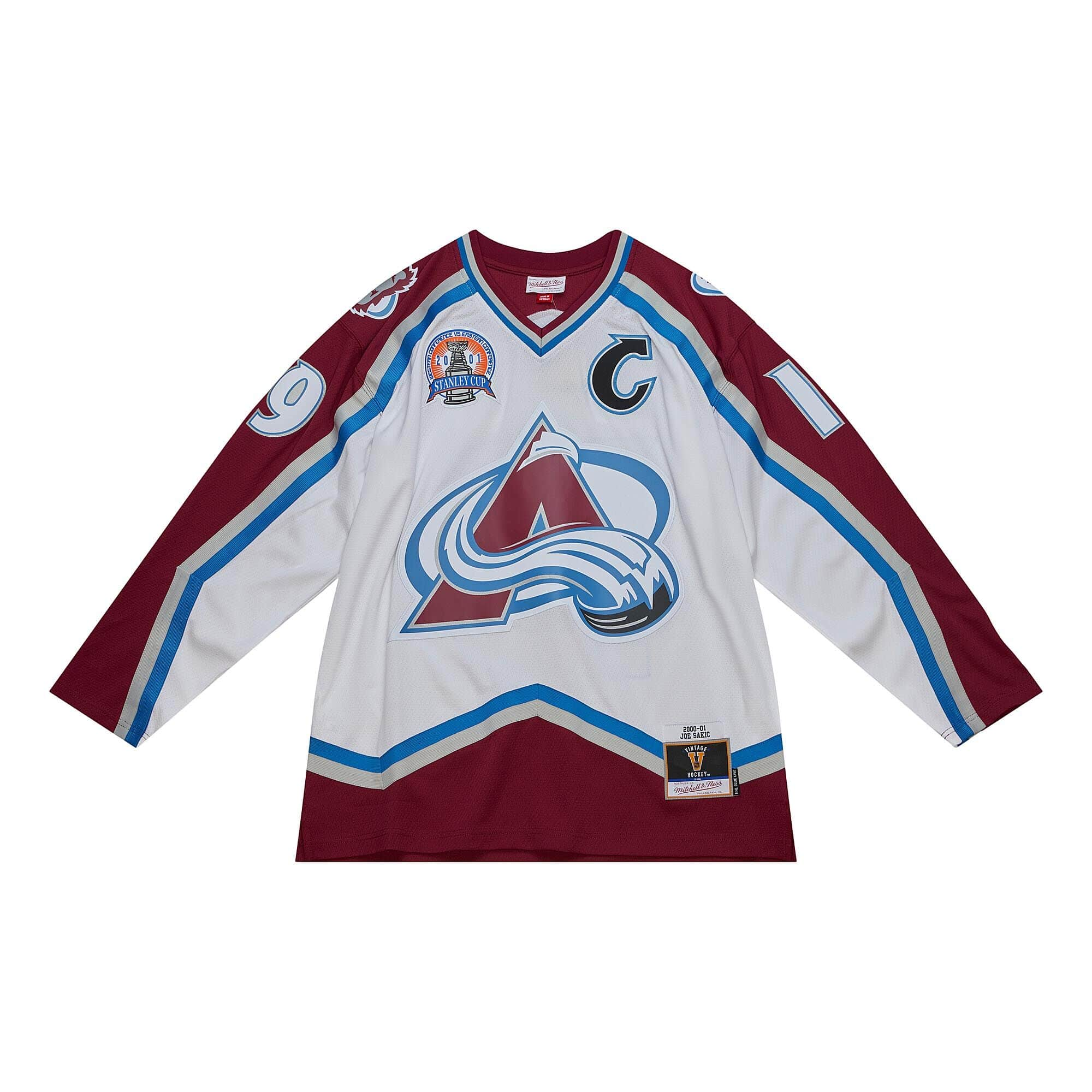 Joe Sakic Colorado Avalanche NHL Mitchell & Ness Maillot authentique blanc 2000 Blue Line pour hommes