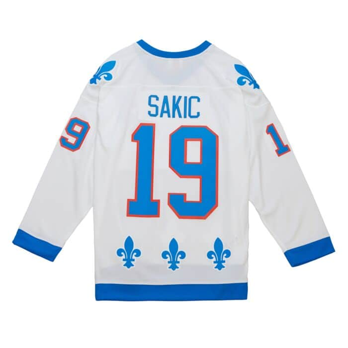 Joe Sakic Nordiques de Québec NHL Mitchell & Ness Maillot authentique blanc 1994 Blue Line pour hommes