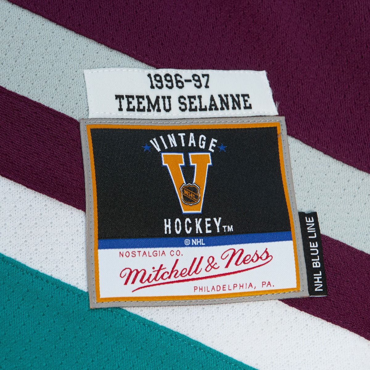 Teemu Selanne Anaheim Ducks NHL Mitchell & Ness Maillot authentique violet 1996 Blue Line pour hommes