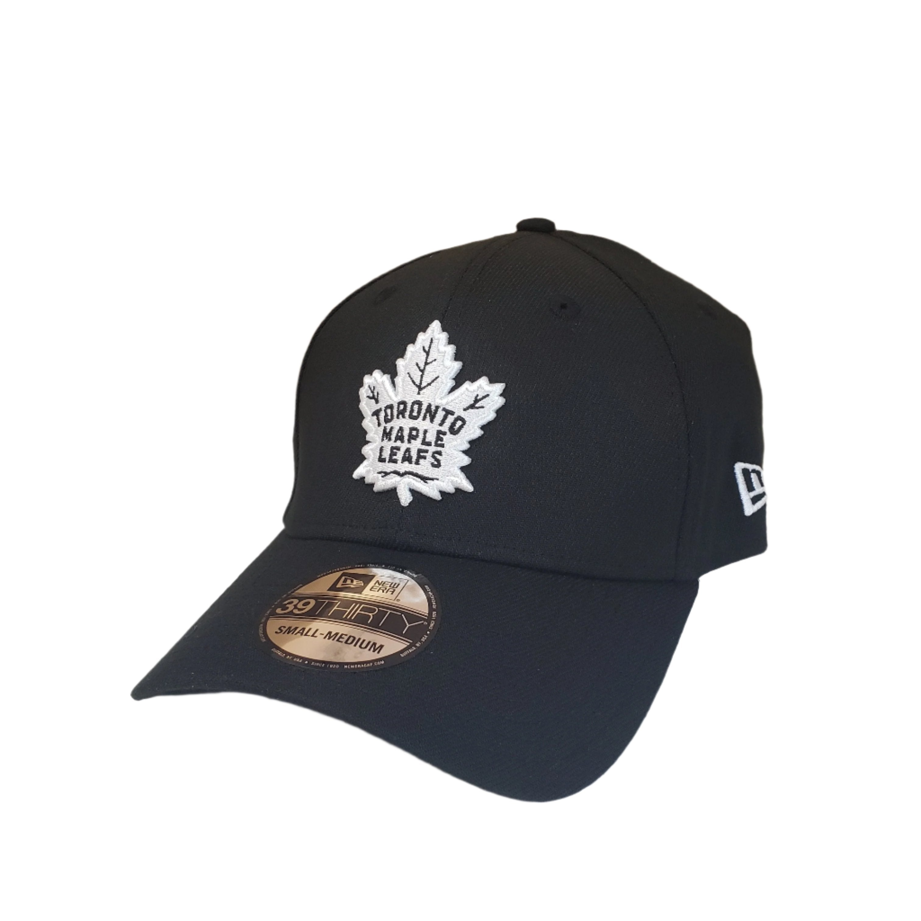 Toronto Maple Leafs NHL New Era Men's Black White 39Thirty Team Classic Stretch Fit Hat