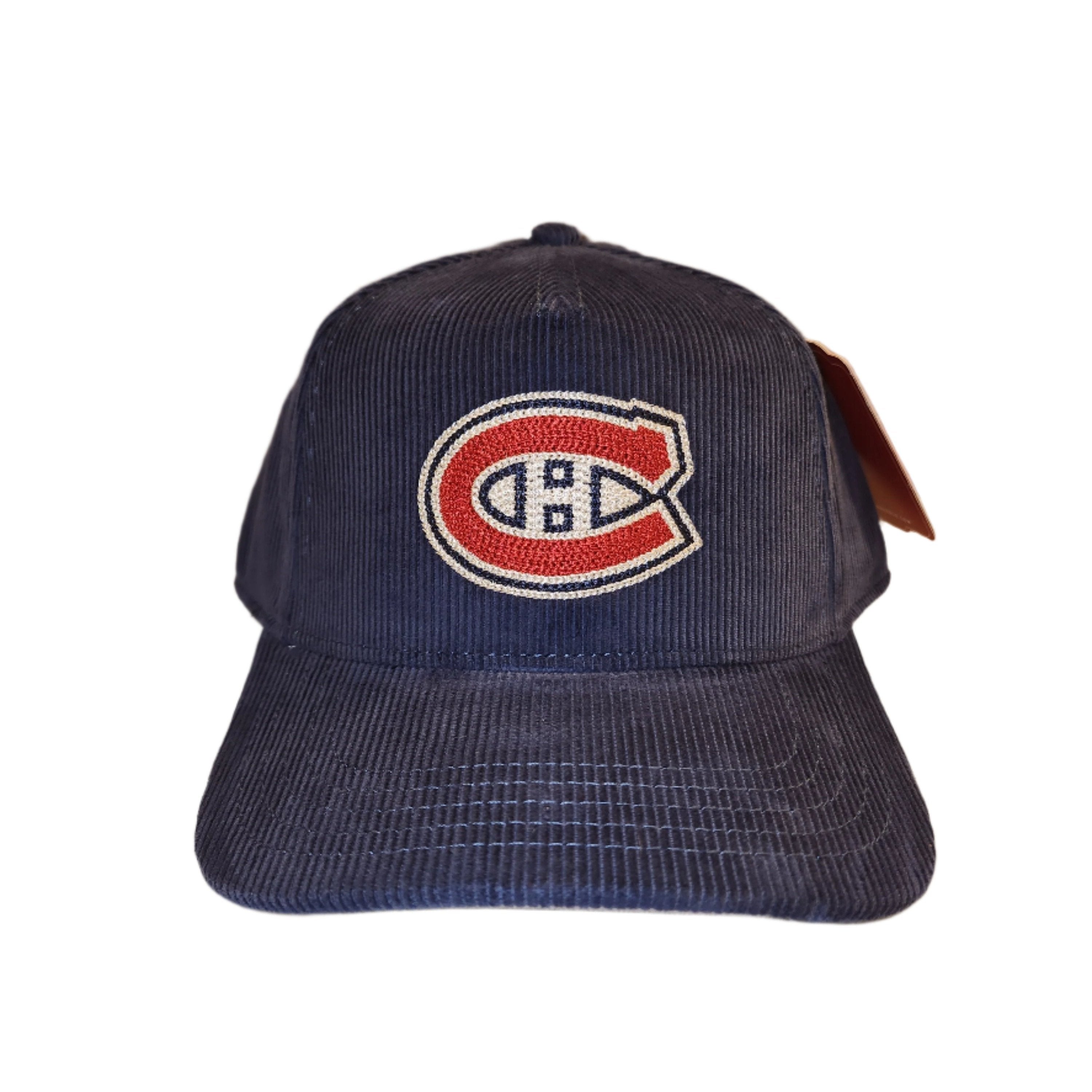 Casquette à visière snapback Valin en velours côtelé bleu marine pour homme des Canadiens de Montréal de la LNH