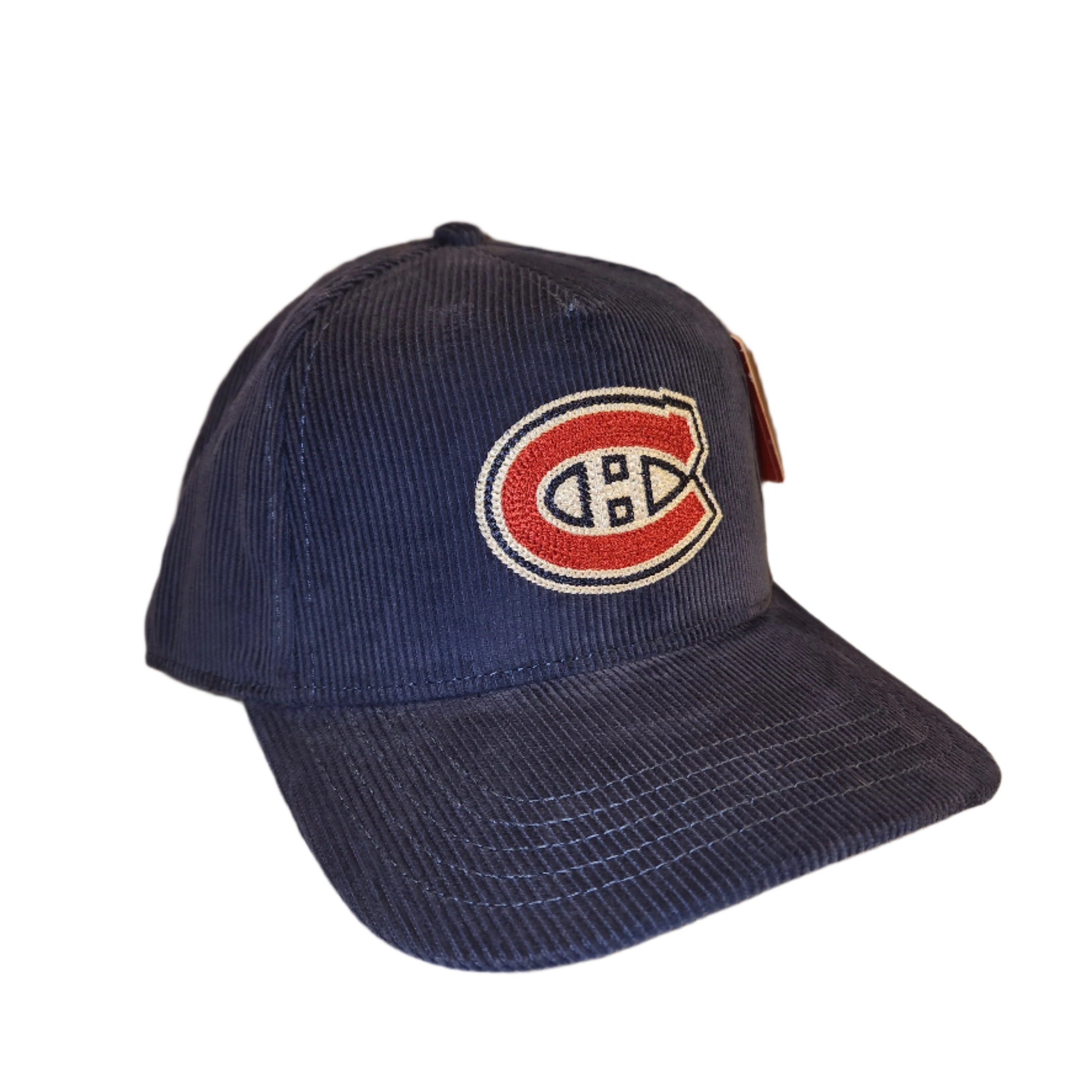 Casquette à visière snapback Valin en velours côtelé bleu marine pour homme des Canadiens de Montréal de la LNH