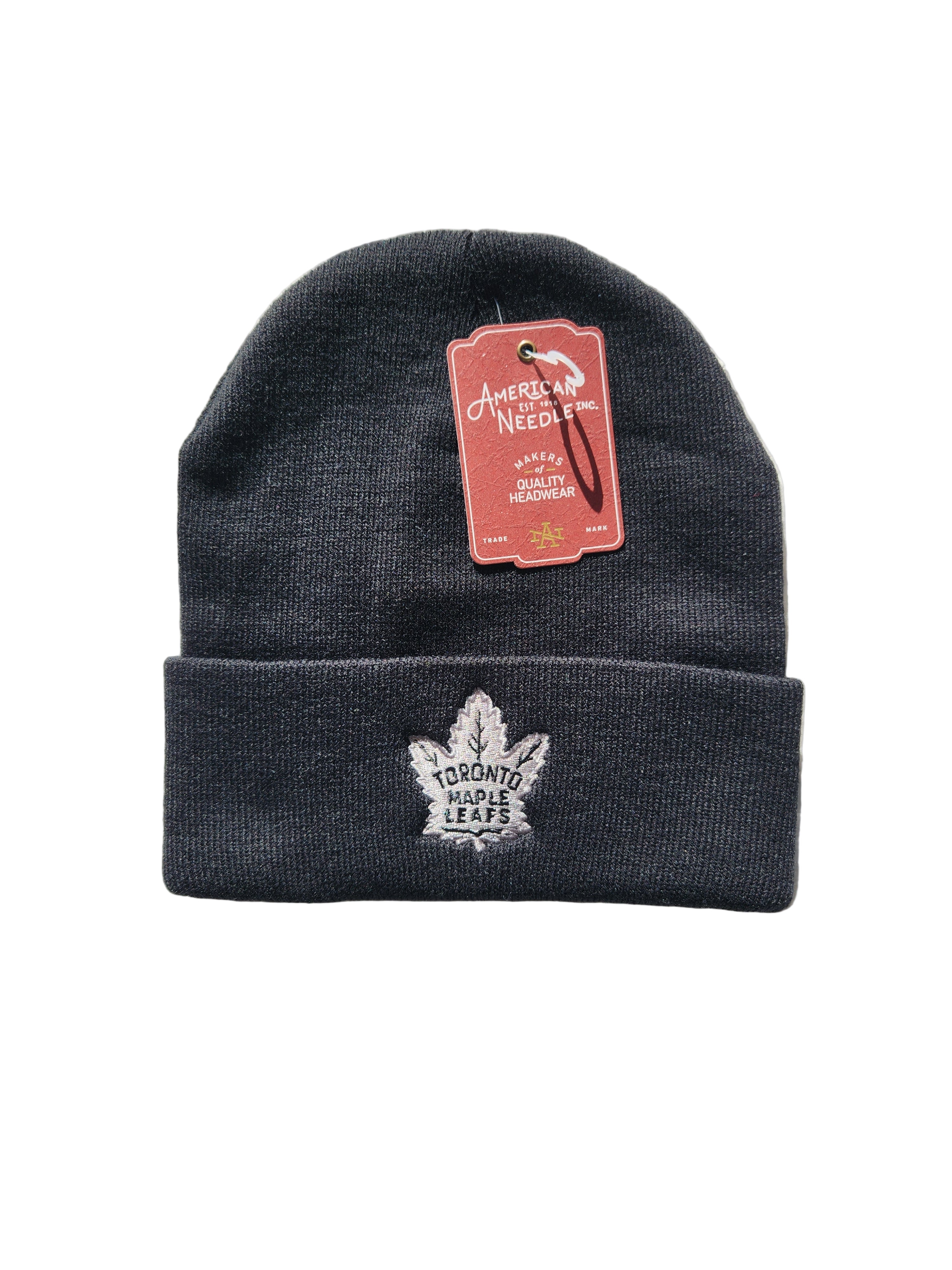 Toronto Maple Leafs NHL American Needle Men's Black Platinum Cuffed Knit Beanie
