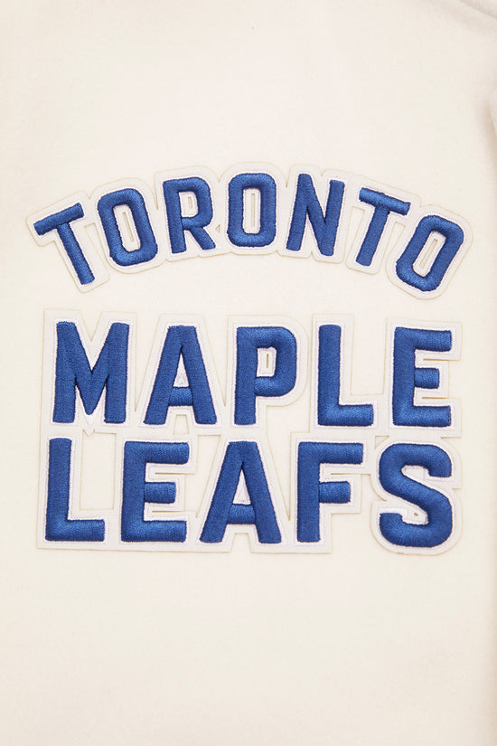Veste universitaire en laine côtelée Modern Originals pour homme, couleur coquille d'œuf/bleu royal, modèle Pro Standard de la LNH des Maple Leafs de Toronto