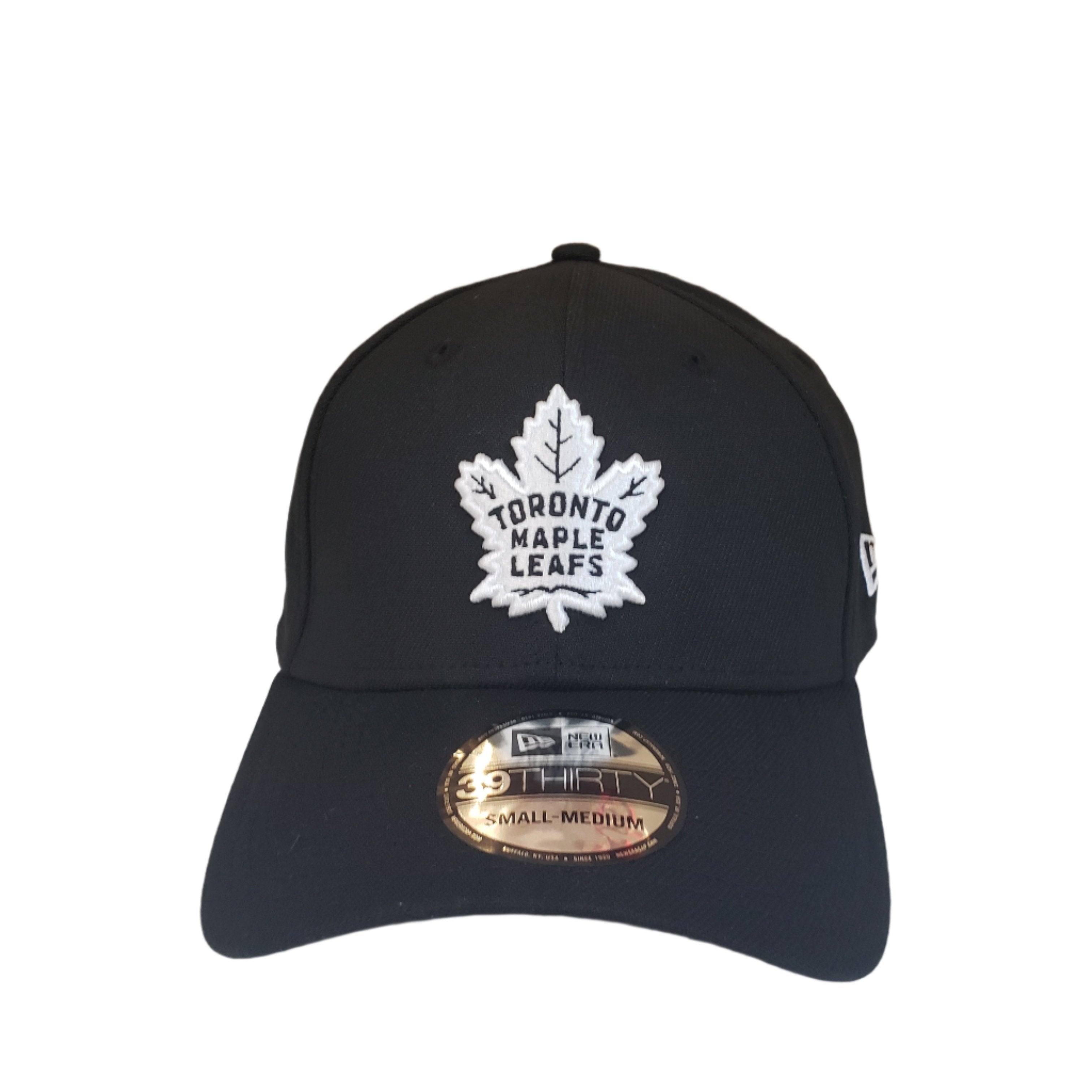 Toronto Maple Leafs NHL New Era Men's Black White 39Thirty Team Classic Stretch Fit Hat