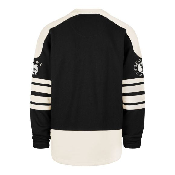 Boston Bruins NHL 47 Brand Men's Black Golden Age Sweep Check Eternal Lacer Crew Sweater