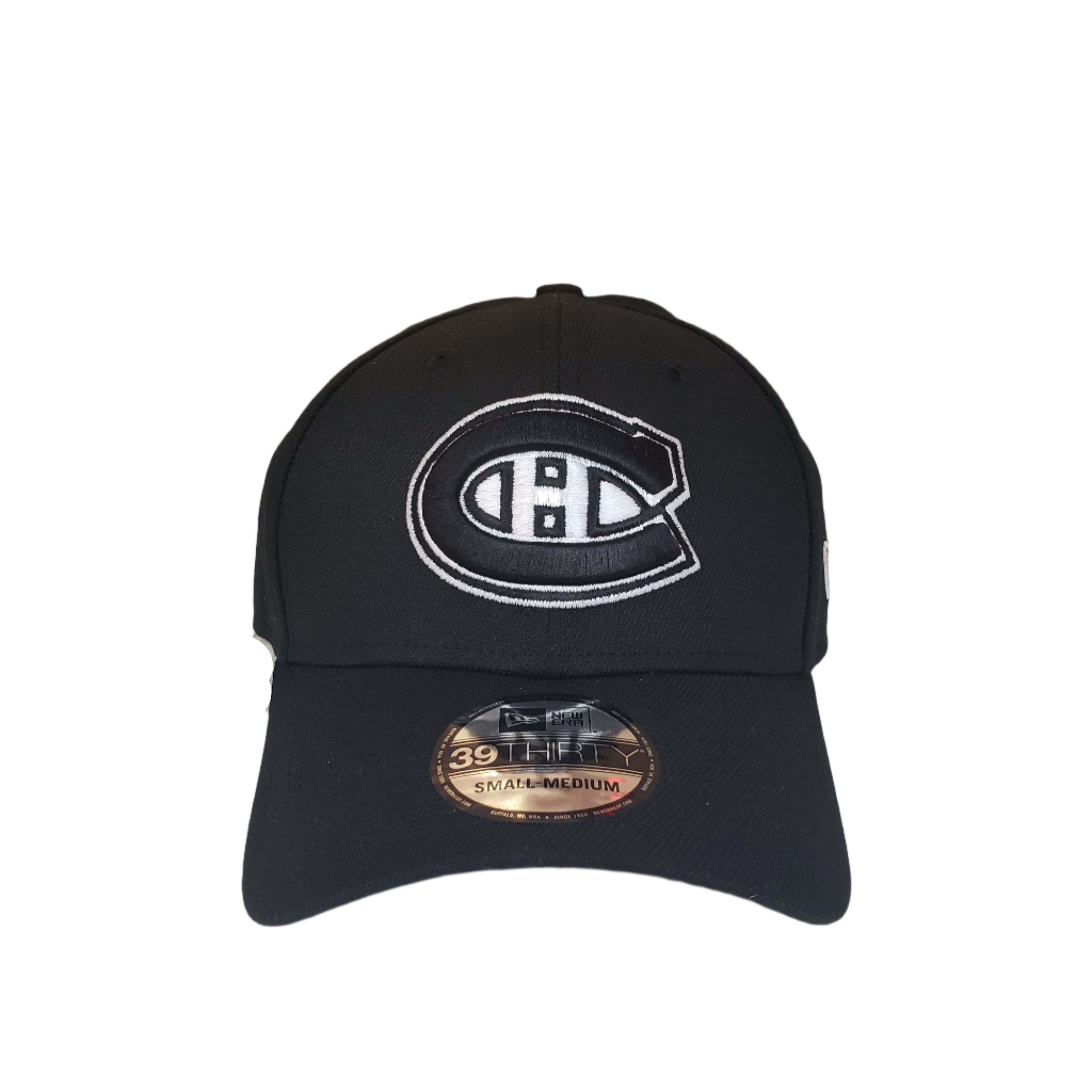 Montreal Canadiens NHL New Era Men's Black/White 39Thirty Team Classic Stretch Fit Hat