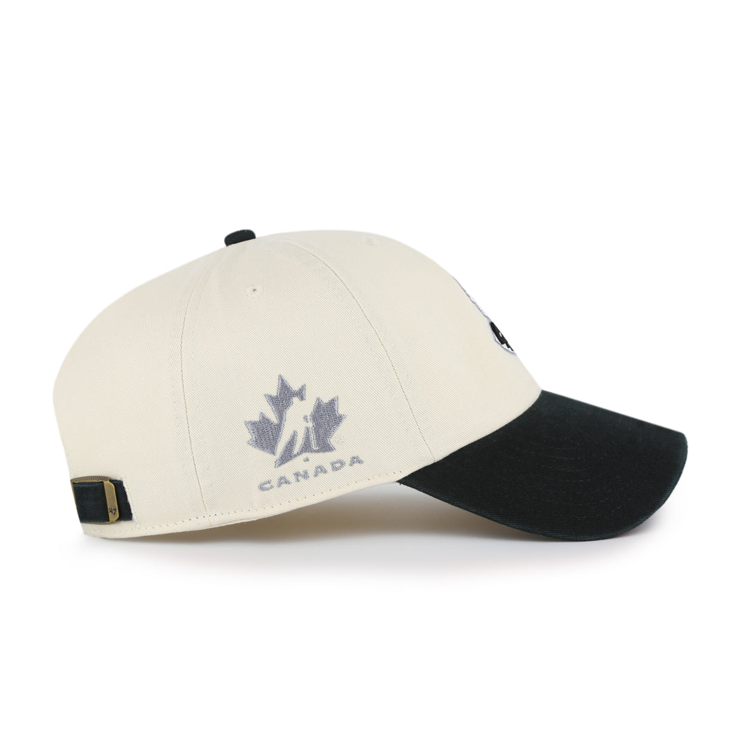 Casquette ajustable Hockey Canada IIHF 47 Brand beige/noir pour homme, logo Sure Shot Clean Up 2002