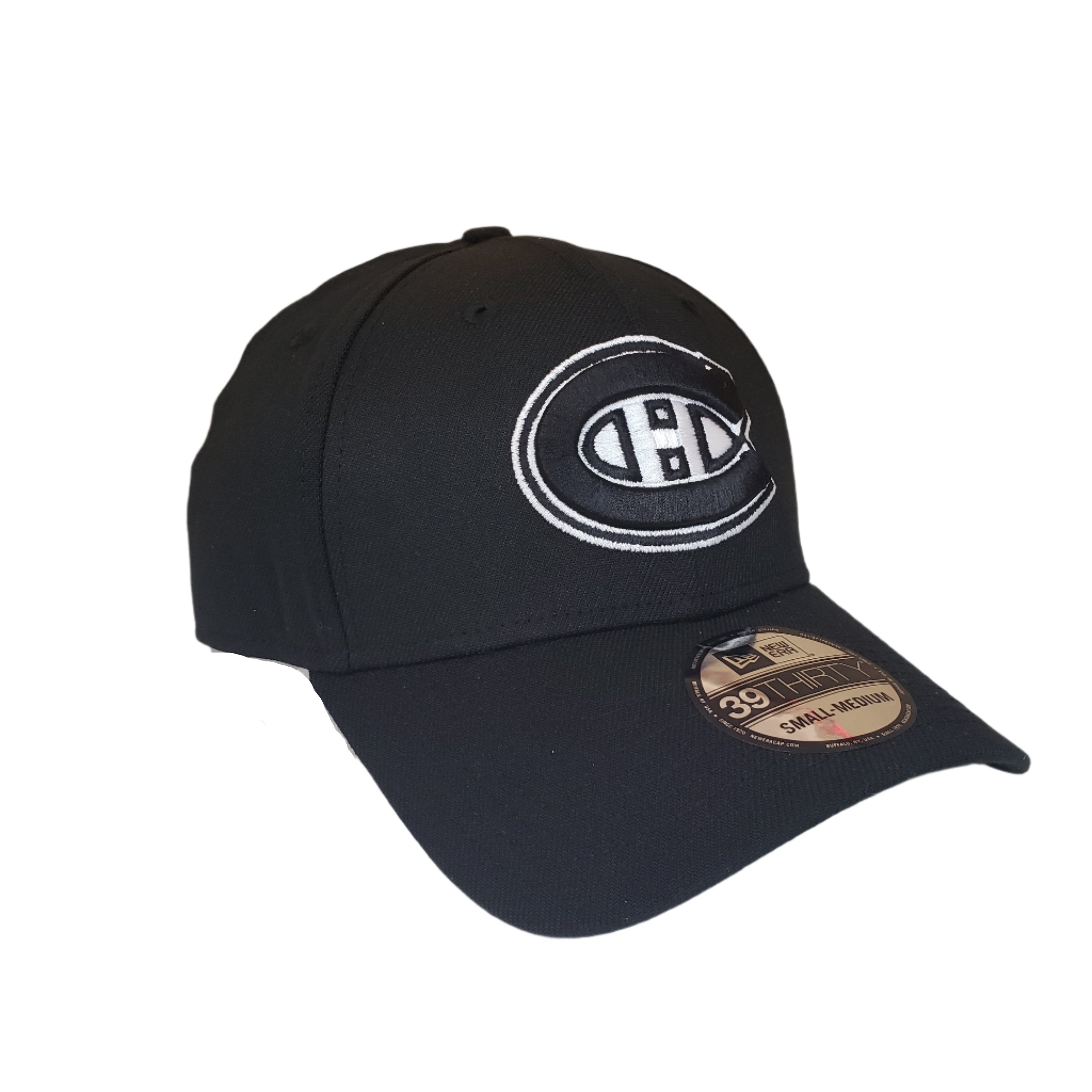 Montreal Canadiens NHL New Era Men's Black/White 39Thirty Team Classic Stretch Fit Hat