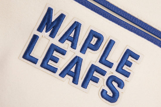 Veste universitaire en laine côtelée Modern Originals pour homme, couleur coquille d'œuf/bleu royal, modèle Pro Standard de la LNH des Maple Leafs de Toronto