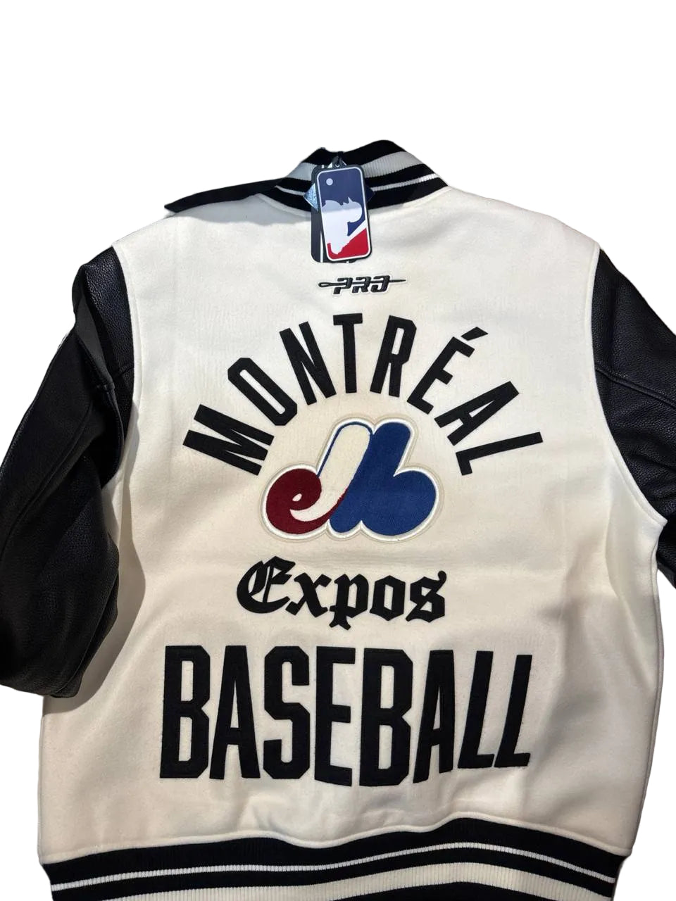 Montreal Expos MLB Pro Standard Men's Eggshell/Black Modern Originals Rib Wool Varsity Jacket