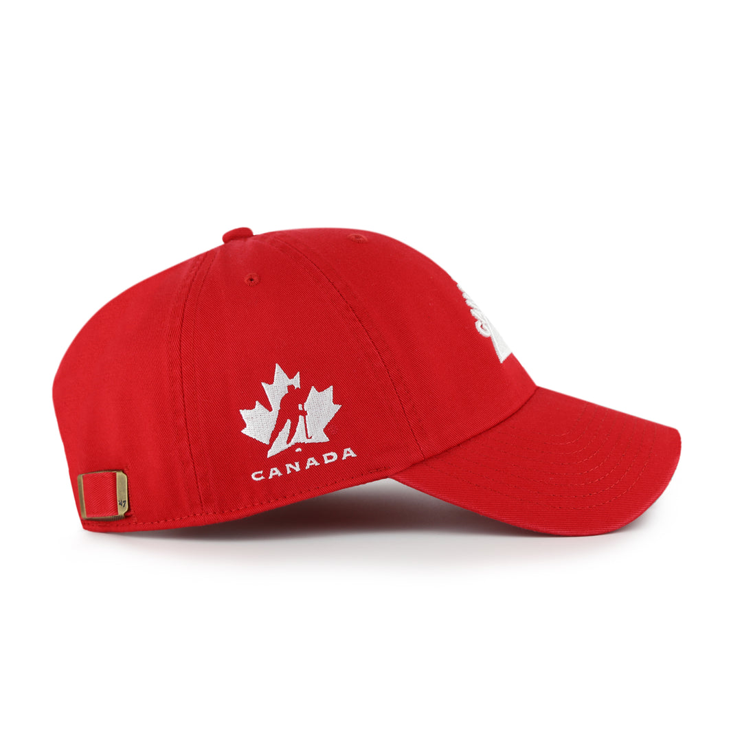 Casquette ajustable rouge Hockey Canada IIHF 47 Brand pour homme, logo épuré de 1976