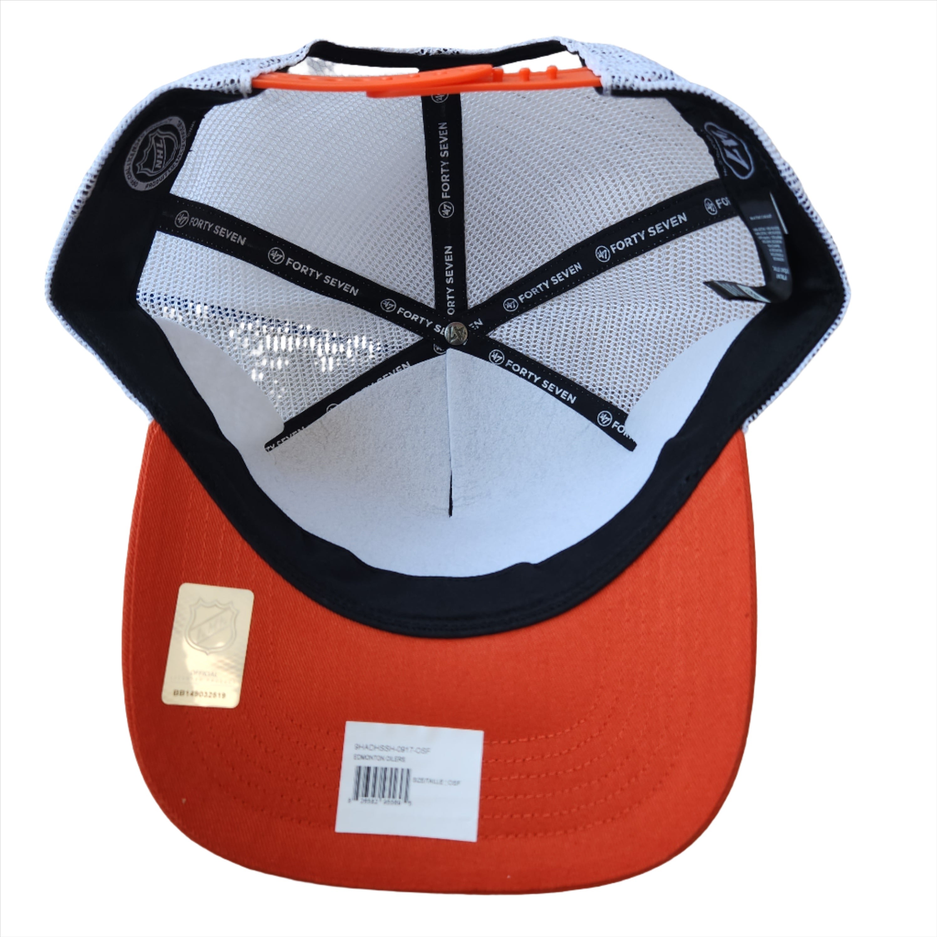 Casquette ajustable à rayures bleu royal/orange pour homme des Oilers d'Edmonton NHL 47 Brand